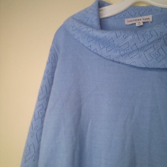 Southern Lady Sweater Pullover M Long Sleeve Cowl Neck Blue - Picture 13 of 16